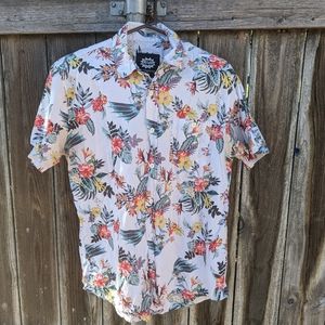 DC CLASSIC TV BATMAN ART BRIGHT HAWAIIAN CAMP SHIRT FLORAL PRINT size L